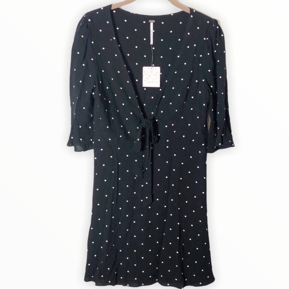 Free people All Yours black polkadot dress sz2